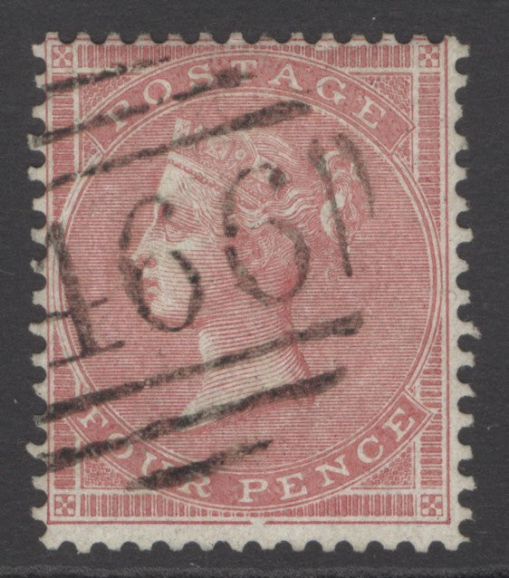 SG 62 4d pale carmine on white paper (spec J47e). Very fine used with a ‘466’ numeral CAT £750
