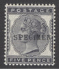 SG 169 5d indigo overprinted specimen. A pristine unmounted mint example CAT £160