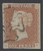 SG 8 1d red-brown plate 22 lettered DE. Very fine used with a brown Maltese cross. 4 fine margins
