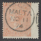 SG 93 4d dull vermilion plate 13. Very fine used Malta CDS, Nov 11th 1874