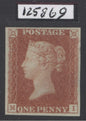 SG 7 1d red-brown plate 9 lettered MI. Very lightly mounted mint. 4 margins CAT £3500. RPS cert