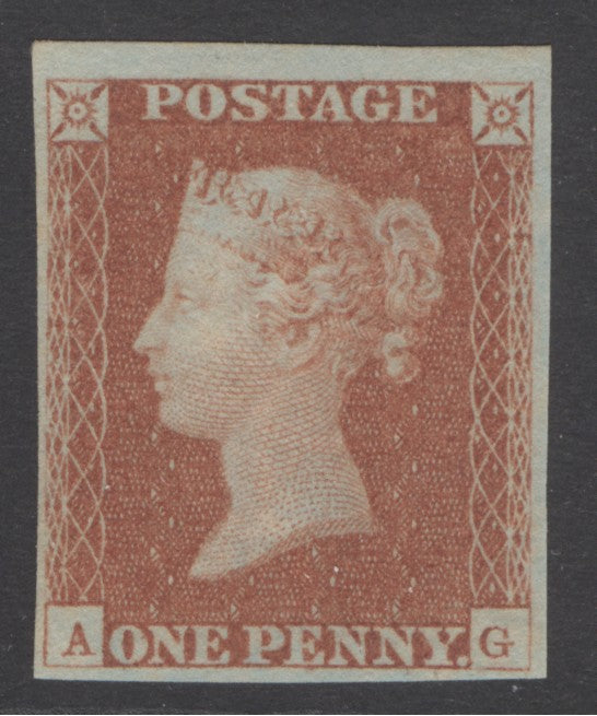 SG 8 1d red-brown lettered AG. A very fine unmounted mint example. 4 good to large margins CAT £400