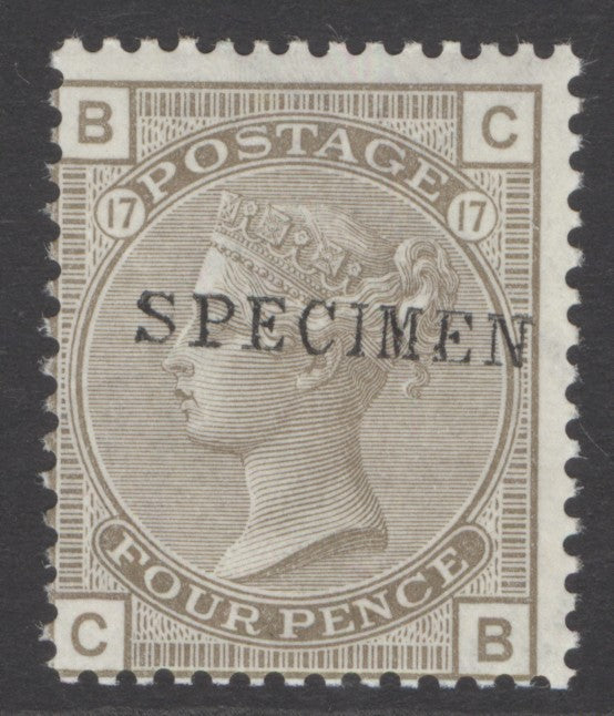SG 154 4d grey-brown overprinted specimen. A fine fresh unmounted mint example CAT £350