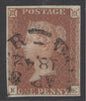 SG 8 1d red-brown lettered EK. A very fine used CDS example, April 1842. 4 margins CAT £700