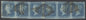 SG 14 1841 2d blue plate 4 strip of 6. Fine used with Irish ‘186’ diamond cancels (Dublin)...