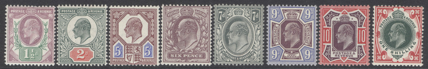 SG 287-314. 1911 Somerset House 1½d to 1/- set of 8. Fine unmounted mint