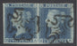 SG 14 1841 2d blue plate 3 pair lettered RA-RB. Very fine used with upright Maltese crosses. Full margins close to huge CAT £550