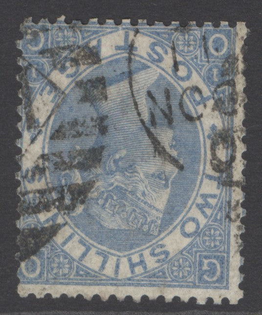SG 118 2/- dull blue variety inverted watermark. Good used. Very scarce CAT £950