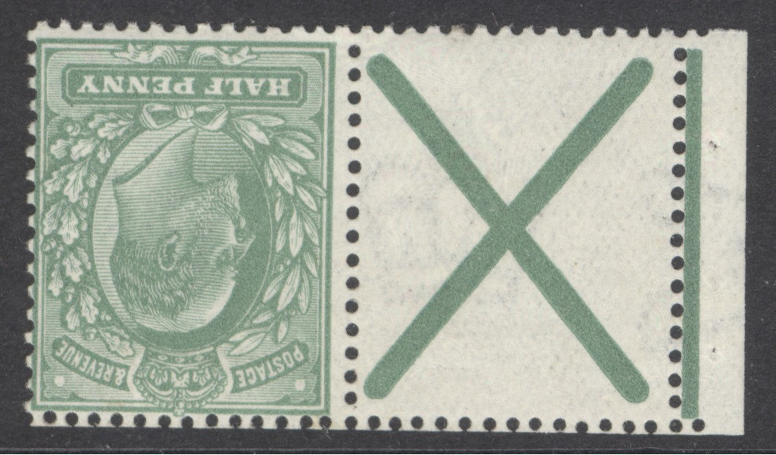 SG spec M2(2)ac ½d yellowish-green with St Andrews cross watermark crown inverted. Fine unmounted mint. Wenvoe cert