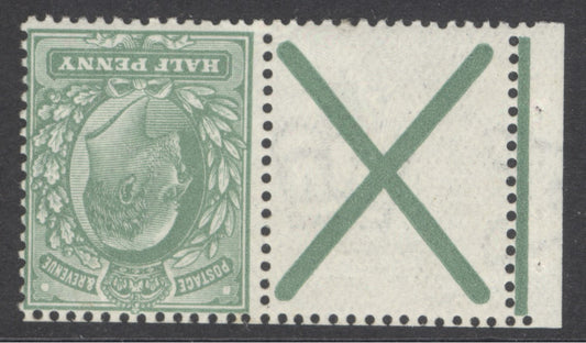 SG spec M2(2)ac ½d yellowish-green with St Andrews cross watermark crown inverted. Fine unmounted mint. Wenvoe cert