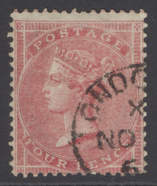 SG 66 4d rose-carmine. Very fine used with part London CDS, leaving Queens profile clear