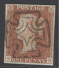 SG 8 1d red-brown lettered SB. Very fine used with a full upright Dublin Maltese cross. 4 margins