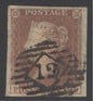 SG 8 spec BS91e 1d red-brown on thick lavender tinted paper. Very fine used with a London ‘122’ numeral. 4 large margins CAT £275