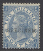SG 118s 2/- dull blue, overprinted specimen. A fine fresh mounted mint example with good colour CAT £600