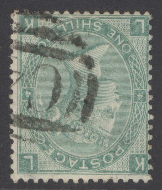 SG 101 1/- green variety inverted watermark. Very fine used CAT £650