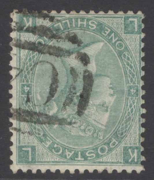 SG 101 1/- green variety inverted watermark. Very fine used CAT £650