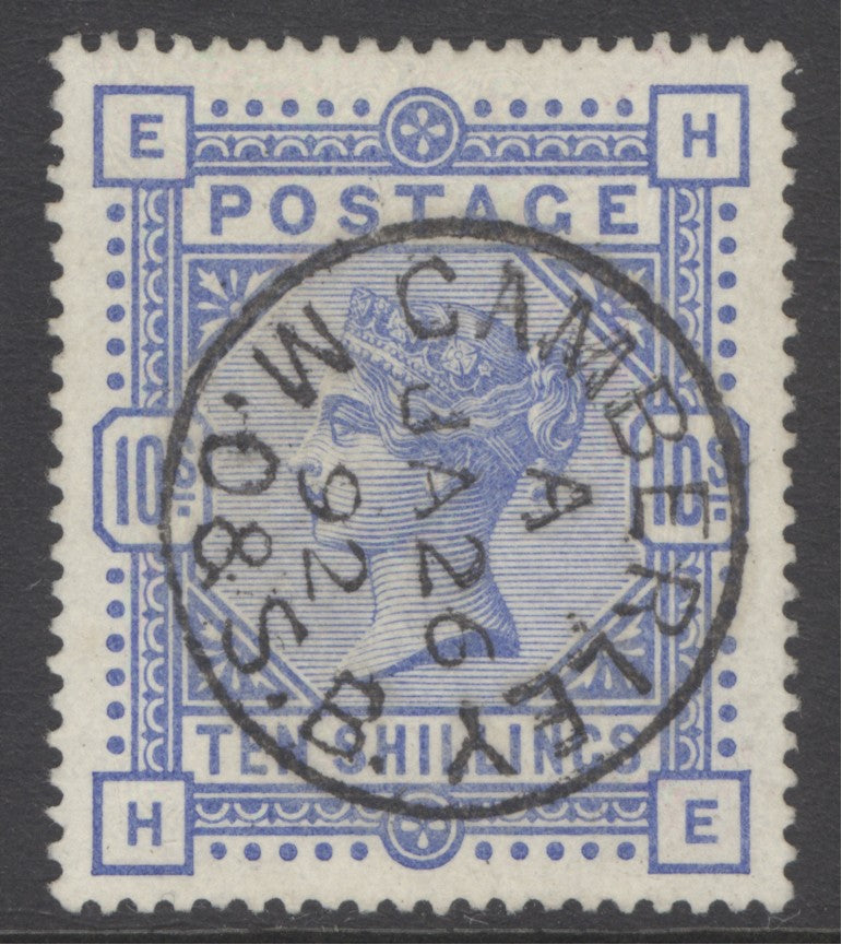 SG 183 10/- ultramarine. Very fine used with a Camberley M.O. & S.B CDS, Jan 26th 1892. Nice deep colour & well centred CAT £525