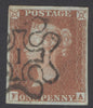 SG 8m 1d red-brown lettered FA. Very fine used with a number ‘1’ in Maltese cross. 4 fine margins CAT £180
