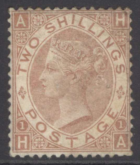 SG 121 2/- brown. Mint. Good colour & well centred, slight reverse thin. Very scarce CAT £26000