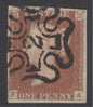 SG 8m 1d red-brown lettered FA. Very fine used with a number ‘2’ in Maltese cross. 4 margins CAT £180