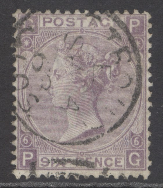 SG 104 6d lilac plate 6. Fine used with a Closter CDS