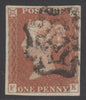 1841 1d red-brown plate 43. Very fine used with a distinctive Norwich Maltese cross. 4 neat margins CAT £450