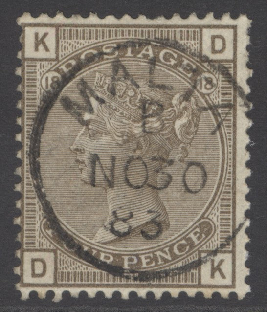 SG 160 4d grey-brown plate 18. Superb used with an upright Malta CDS, Nov 30th 1883