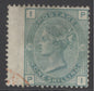 SG 150 1/- green plate 10. Very fine used with a small part CDS in red