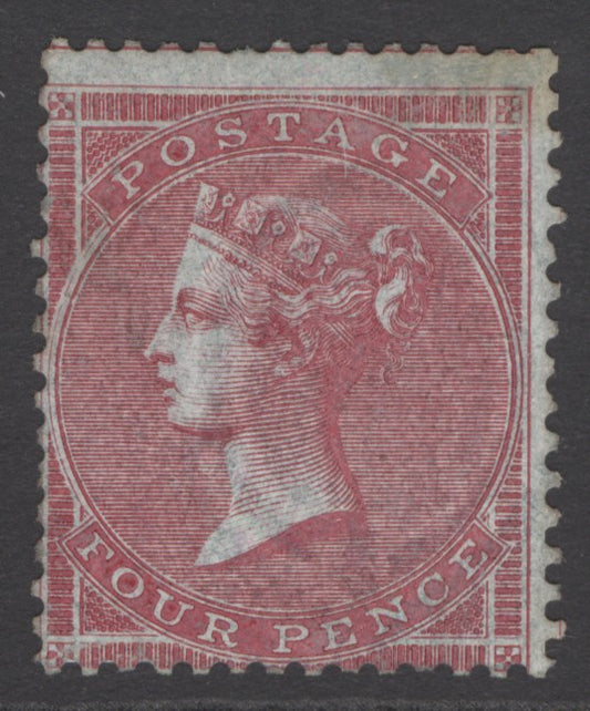 SG 62 spec J47(3) 4d deep carmine, watermark small garter on thick highly glazed paper. Fine mounted mint. Very scarce CAT £7000