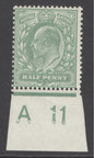 SG 279 Spec M4(1) ½d dull green with control 'A11'. Fine unmounted mint