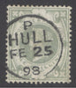 SG 211 1/- dull green. Very fine used with a Hull, Feb 25th 1898 CDS