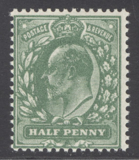 SG 269 ½d deep dull yellow-green, blotchy print. Fine unmounted mint Spec M3(4)