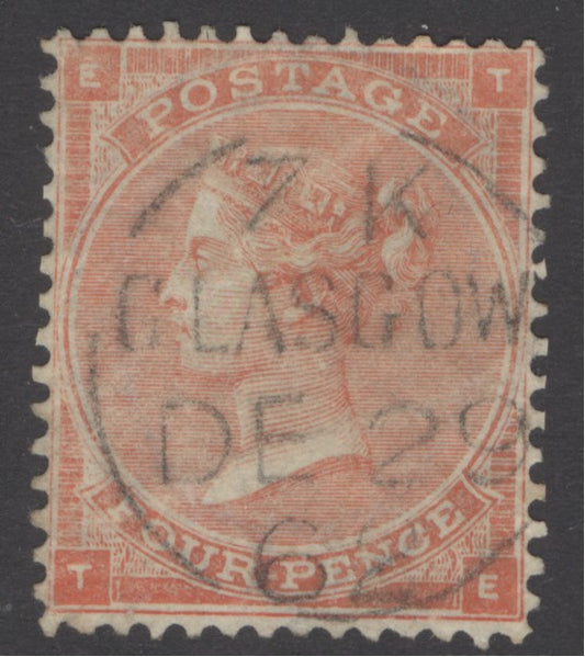 SG 79 4d bright red. Very fine used with a Glasgow, Dec 29th 1862 CDS