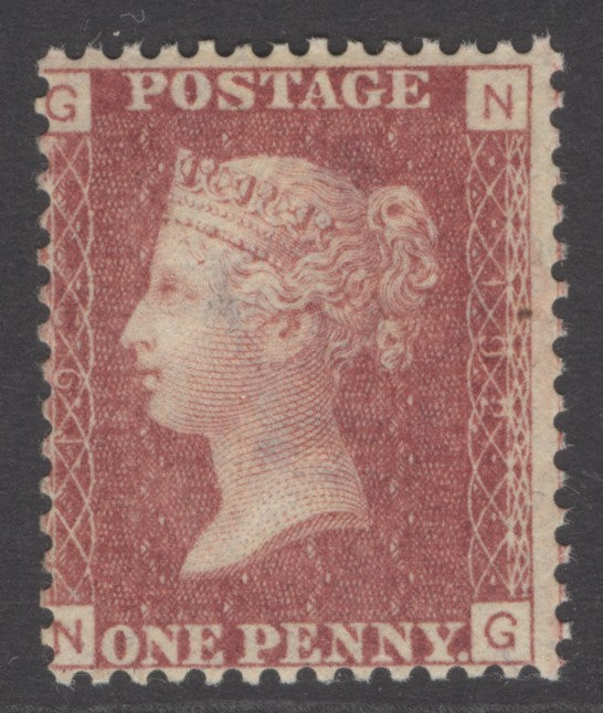 SG 43 1d rose-red plate 192 lettered NG. A fine unmounted mint example with good deep colour CAT £50