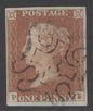 SG 8m 1d red-brown lettered PL. Very fine used with a number ‘3’ in Maltese cross. 4 good to large margins CAT £225