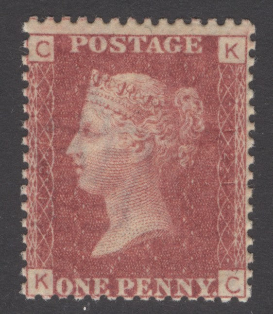 SG 43 1d rose-red plate 121 lettered KC. A fine unmounted mint example CAT £60