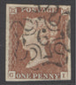 SG 8m 1d red-brown lettered GI. Very fine used with a number ‘6’ in Maltese cross. 4 close/fine margins CAT £160