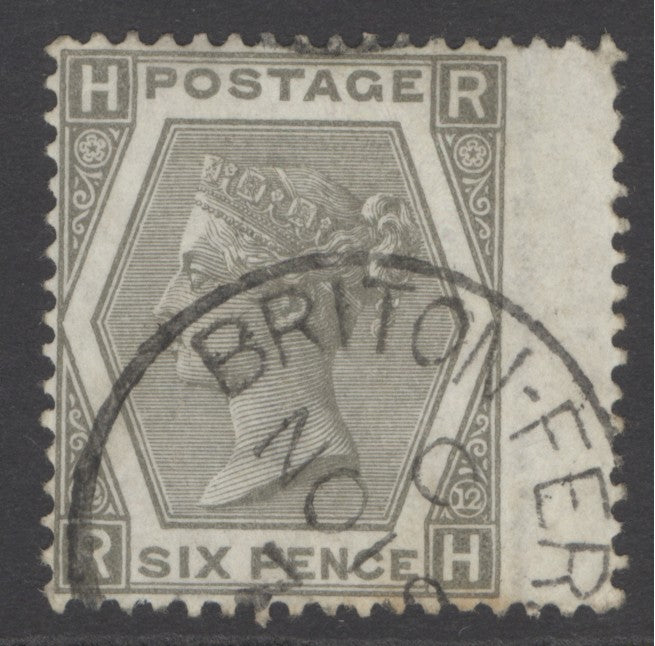 SG 125 6d grey. Very fine used with a Briton-Ferry CDS