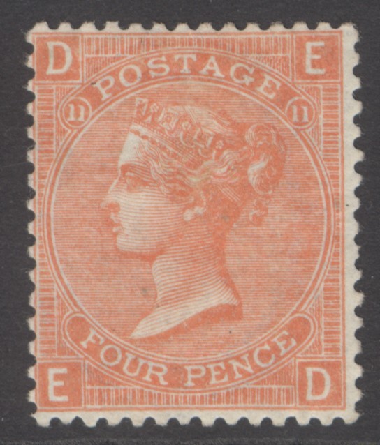 SG 94 4d vermilion plate 11. Lightly mounted mint CAT £550