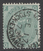 SG 117 1/- green plate 7. Very fine used with a Manchester stock exchange, Feb 17th 1873 CDS