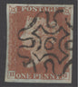 SG 8m 1d red-brown lettered HG. Very fine used with a number ‘9’ in Maltese cross. 4 fine margins CAT £180