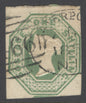 SG 54 1/- pale green. Very fine used with a Liverpool spoon cancel. 4 close to large margins