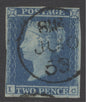 SG 14 1841 2d blue plate 4 lettered IC. Very fine used with a CDS cancel, June 10th 1853 CAT £2000