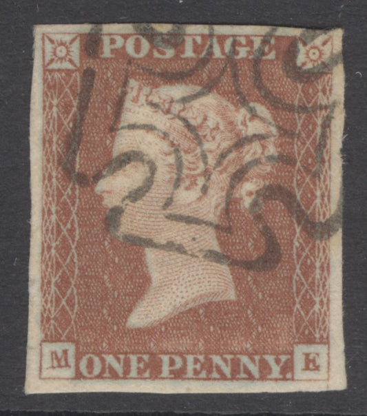SG 8ta 1d red-brown plate 167 lettered ME. Very fine used with a Belfast Maltese cross. 4 fine margins CAT £240