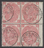 SG 103 3d rose plate 6 block of 4. Very fine used with upright Pershore, Oct 19th 1871 CDS’s