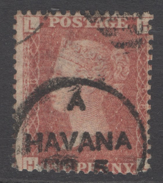 SG 44 1d lake-red plate 98. Very fine used with a Havana, Cuba CDS