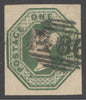 SG 55 1/- deep green. Very fine used numeral cancel. 4 fine margins CAT £900