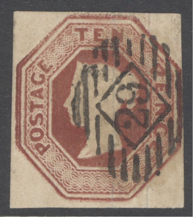 SG 57 10d brown. Very fine used with a London ‘29’ numeral. 4 margins CAT £1200