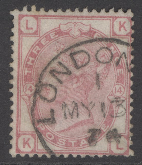 SG 143 3d rose plate 14. Very fine used with a London CDS