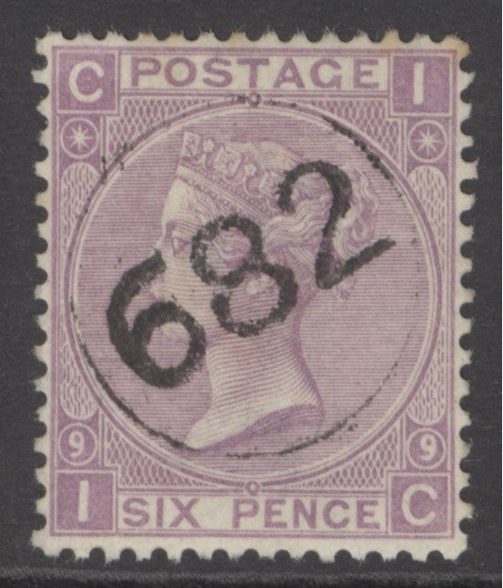 SG 108 6d dull violet plate 9. Very fine used with a ‘682’ telegraphic CDS